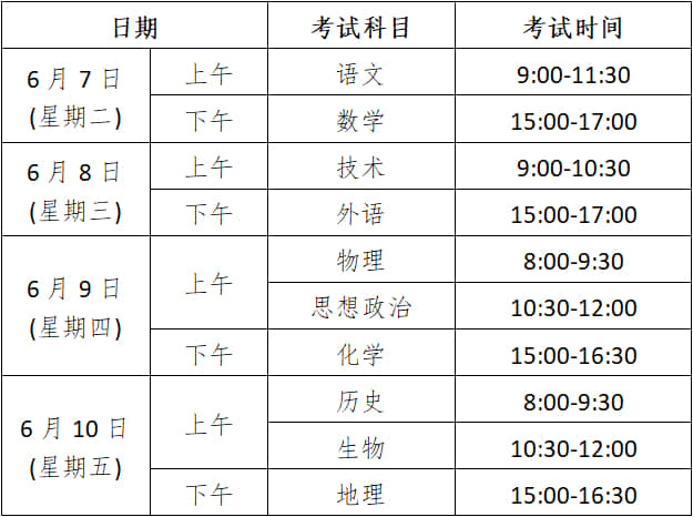 浙江省2022年高考时间安排，2022年6月浙江高考时间安排，