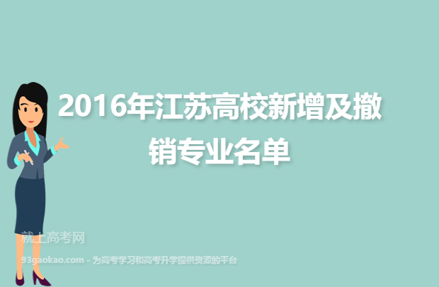 2016年江苏高校新增及撤销专业名单