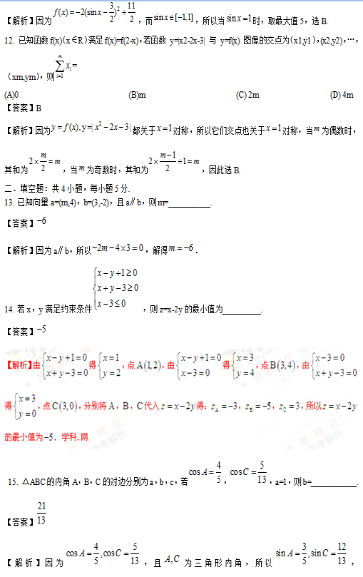2016年宁夏高考文科数学解析（word版）