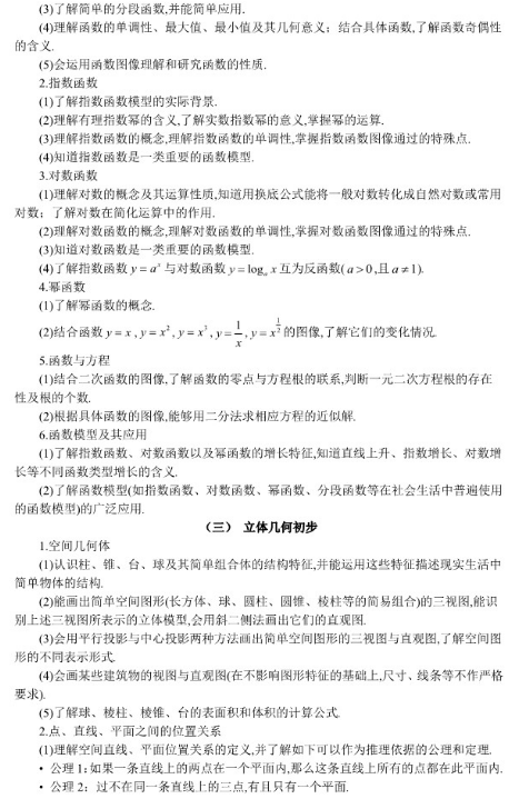 2019重庆高考理科数学考试大纲（完整）