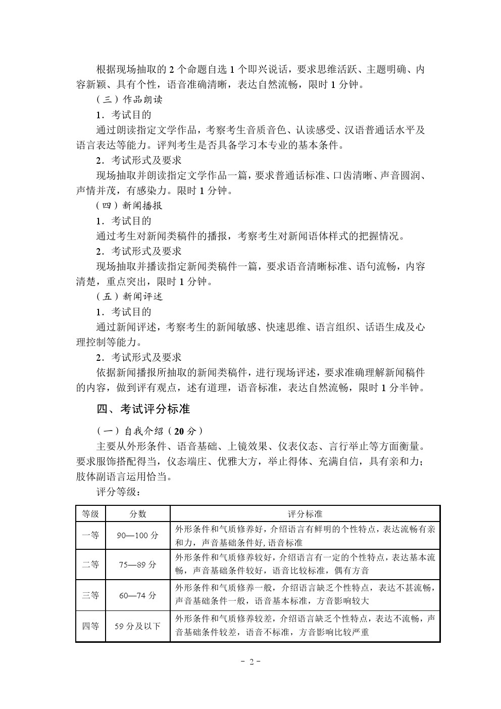 湖北省2019年普通高校艺术专业统一考试戏剧与影视学类（播音与主持艺术专业）考试要求与考试内容