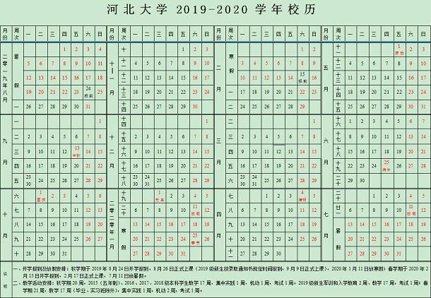 河北大学寒假放假时间安排表【2020年】