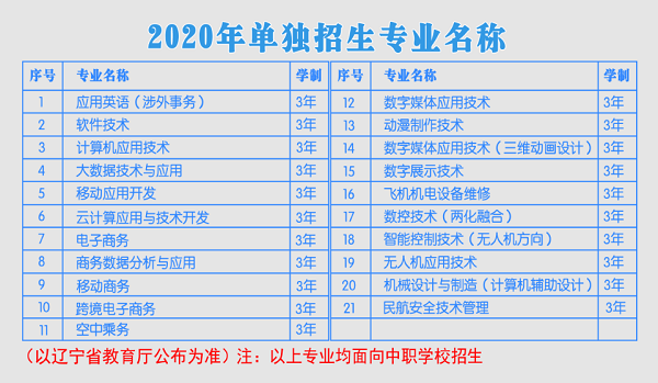 2020年沈阳北软信息职业技术学院春季招生专业