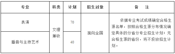 重庆大学2020年播音类专业招生简章