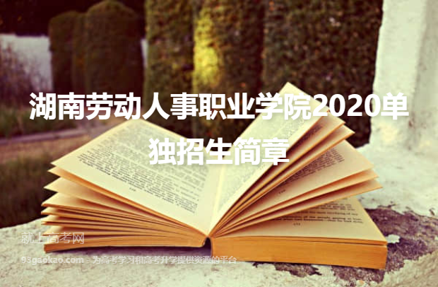 湖南劳动人事职业学院2020单独招生简章
