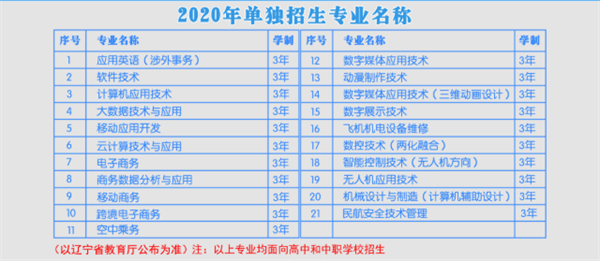 沈阳北软信息职业技术学院2020单招计划及专业