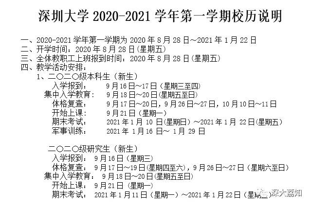 深圳大学2020年新生开学报到时间