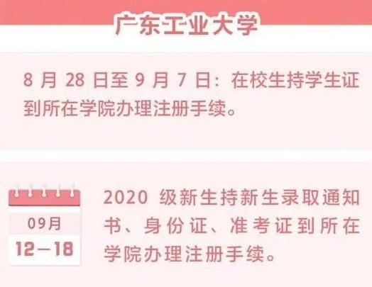 广东工业大学2020新生秋季开学报到时间最新消息