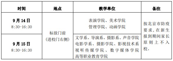 北京电影学院2020年秋季新生开学时间及收费情况