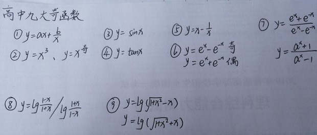 高中常考的九大奇函数和偶函数