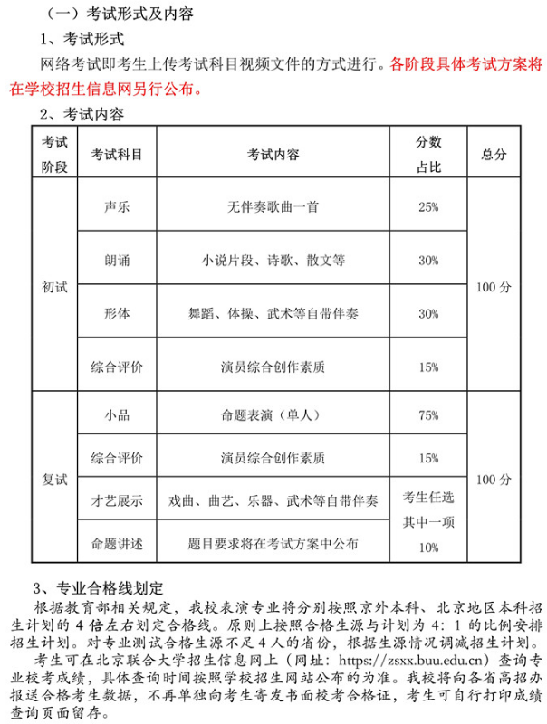 2021北京联合大学表演校考时间及考试内容信息公布