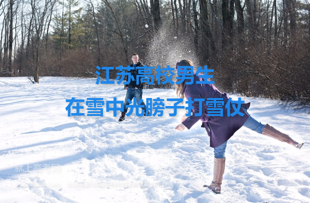 江苏高校男生在雪中光膀子打雪仗