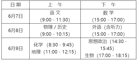湖南省2021年高考考试安排和录取办法