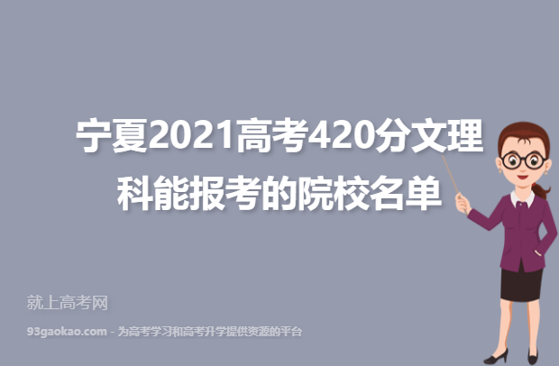 宁夏2021高考420分文理科能报考的院校名单