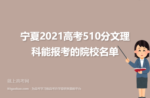 宁夏2021高考510分文理科能报考的院校名单