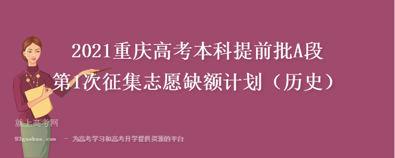 2021重庆高考本科提前批A段第1次征集志愿缺额计划（历史）
