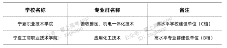 2021年宁夏双高计划院校名单