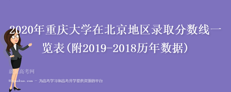 2020年重庆大学在北京地区录取分数线一览表(附2019-2018历年数据)