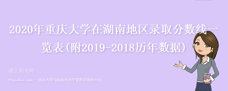 2020年重庆大学在湖南地区录取分数线一览表(附2019-2018历年数据)