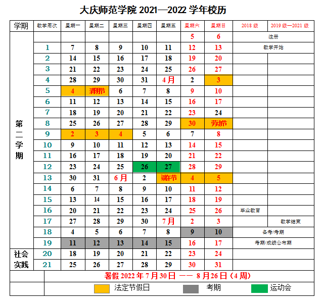 2022年大庆师范学院寒假放假时间（大庆师范学院校历）