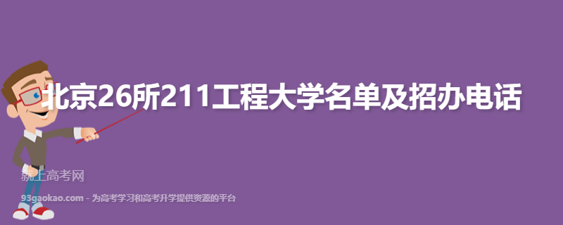 北京26所211工程大学名单及招办电话