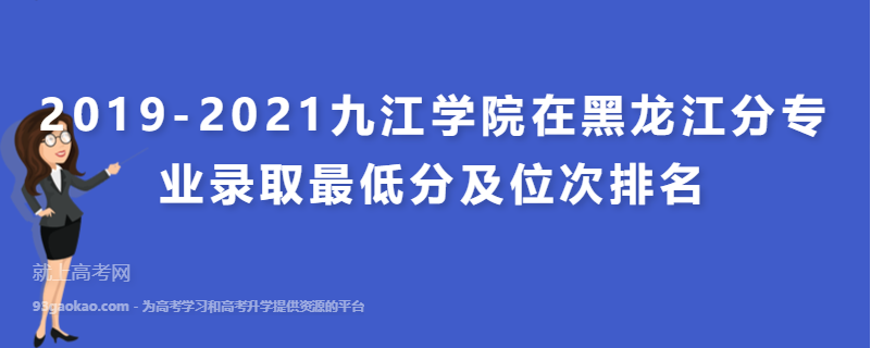 2019-2021九江学院在黑龙江分专业录取最低分及位次排名