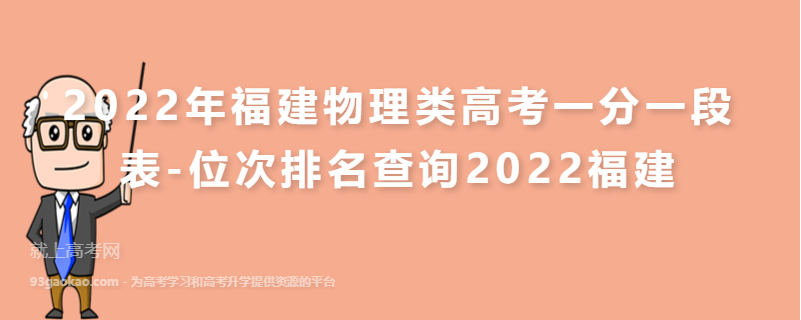 2022年福建物理类高考一分一段表-位次排名查询2022福建