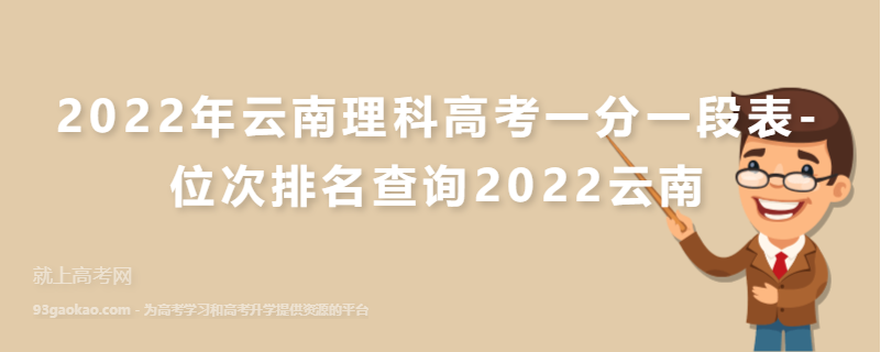 2022年云南理科高考一分一段表-位次排名查询2022云南