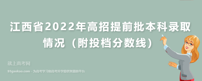 江西省2022年高招提前批本科录取情况（附投档分数线）
